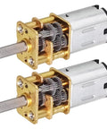Two Pack DC 12V Micro Gear Motor With Metal Gear High Torque N20, close-up showing precision machined gears.