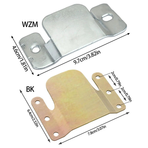 Two Pack Universal Sofa Interlock Buckles Couch Clips For Fixing Split Sections Heavy Duty Iron Furniture Connectors dimensions shown