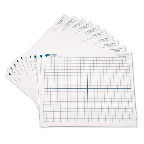 Set of 10 double-sided X Y axis dry erase mats for graphing in math classrooms, 9 by 11 inches, kid-friendly learning tools.