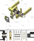 Exploded diagram showing components of 3 Pack Matte Black Interior Door Handles With Privacy Lock Reversible Left And Right Hand.
