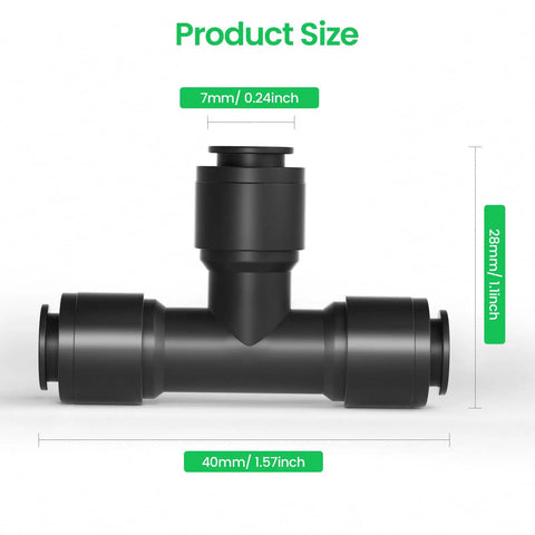 Quick Connect Drip Irrigation Tee Connectors For One Quarter Inch Tubing Universal Barbed Fittings Leak Free Sprinkler And Drip System Solution 15 Pack No Fuss Install For Garden Irrigation product size dimensions with black barbed tee connector