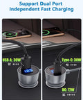 Ride Ready Starlink Mini Car Charger With 10 Feet Cigarette Lighter Cord And Live Voltmeter showing dual ports and voltmeter.