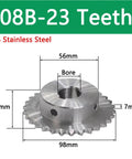 Heavy Duty Stainless Steel Sprocket For Industrial Chain Wheel Fits 20 To 28 Teeth Perfect Bike Gears With Keyway And Easy Install No Tools Needed, 08B-23 Teeth, 304 stainless steel.
