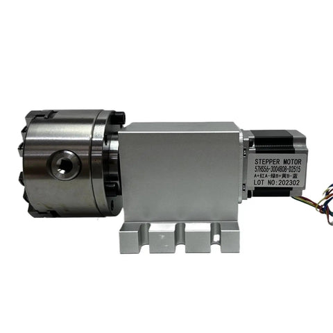 High Precision Harmonic Drive Reducer Dividing Head 4th Axis CNC Rotary Axis With 100mm Chuck And Three To Four Jaw Chuck 50 To 1 Speed Reduction Ideal For Woodworking Tools Milling And Engraving, side view