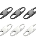Zipper Pull Replacement Clips Pack Mini Carabiner Zipper Clips Easy Attach Premium PU Grip Durable No Slip Zipper Locks 6 Pack Black And White