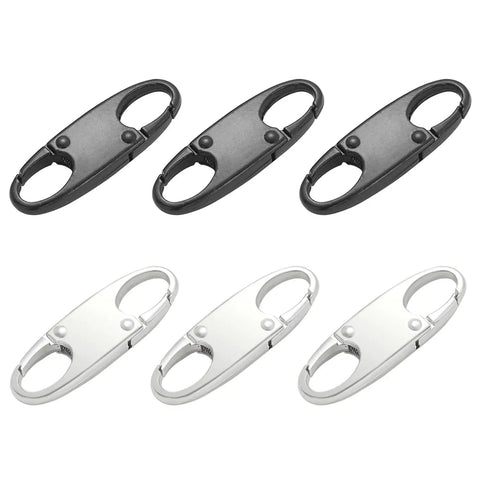 Zipper Pull Replacement Clips Pack Mini Carabiner Zipper Clips Easy Attach Premium PU Grip Durable No Slip Zipper Locks 6 Pack Black And White