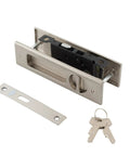 6.3 Inch Privacy Pocket Door Lock With Key Recessed Sliding Door Mortise Lock with copper core cylinder and zinc alloy panel.