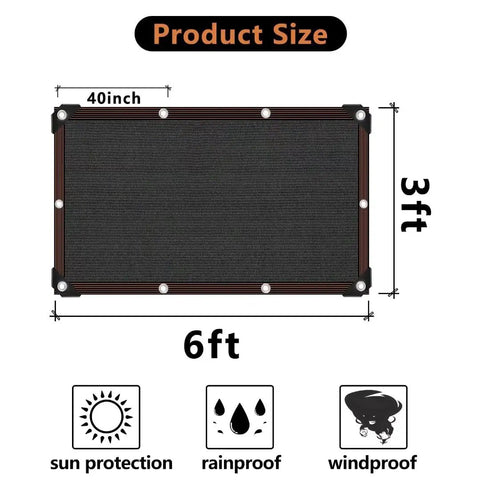 Heavy Duty Shade Cloth 70 To 90 Percent Sunblock Net For Garden Patio Greenhouse Outdoor Pergola Lawn Poolside Shade Sails For Plants Kennel Chicken Coop And Easy Hang Shade Net Cover shown in size 6ft by 3ft with grommets for installation.