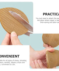 Polyurethane Shoe Heel Repair Pads Half Round Sole Protectors For Sneakers And Athletic Kicks, brown heel pad being cut for application.