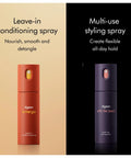 Define And Refresh Styling Duo For All Hair Types, featuring omega leave-in conditioner and multi-use styling spray bottles.