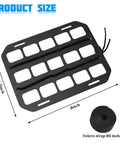 Beefy Car Headrest MOLLE Panel Organizer, 8x6.5 inch ABS with Velcro strap, size detail.