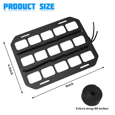 Beefy Car Headrest MOLLE Panel Organizer, 8x6.5 inch ABS with Velcro strap, size detail.