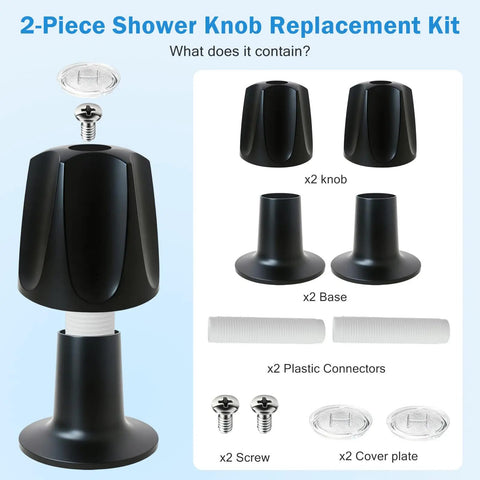 Ultimate Shower Knob Replacement Kit Perfect Fit For Price Pfister Verve Tub Faucet W 12 Tooth 95mm Stem Upgrade Your Bathroom Hardware Now, black 2-piece set