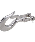 304 Stainless Steel American Type Swivel Lifting Clevis Chain Hook With Latch, 360 Degree Rotation, side view