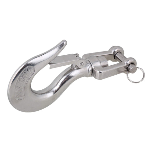 304 Stainless Steel American Type Swivel Lifting Clevis Chain Hook With Latch, 360 Degree Rotation, side view