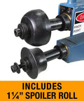 Close-up of 36 Inch Metal Bead Roller with 1¼ inch spoiler roll attachment for 16 gauge mild steel and pro-grade performance