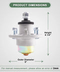 Spindle Assembly Swap Out For 42 Inch 48 Inch And 54 Inch Decks Fits ZTrak And S Series Lawn Tractors dimensions shown