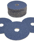 Heavy Duty Resin Fiber Zirconia Sanding Discs Built To Crush Gnarly Rust And Old Paint On Steel Or Wood Angle Grinder Wheels Featuring 7 8 Inch Arbor 25 Piece Pack showing 5 inch diameter discs.