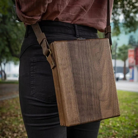 Wooden Messenger Box Crossbody Bag For Artists Grab And Go Multifunctional Handmade Tool Storage Box