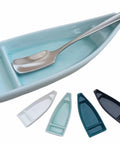 Boat Shaped Coffee Spoon Rest With Turquoise Accent And Matching Mini Spoon Cute Dope Coffee Bar Accessory For Your Coffee Station Or Tea Setup Holds Teaspoon Keeps Counter Clean 1 Piece in turquoise with other color options