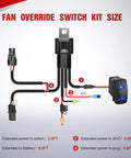 ATV UTV Fan Override Switch Kit With 16AWG Wiring Harness And 5 Pin Rocker Relay showing extended wiring connections