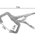 Six Pack 11 Inch C Clamp Locking Pliers Set With Swivel Pads Heavy Duty Woodworking Clamps For Metal And Wood, nickel-plated