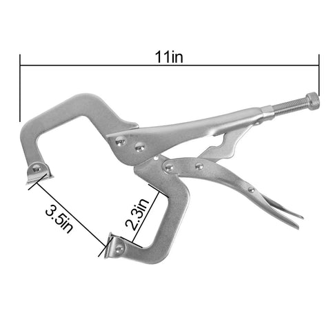 Six Pack 11 Inch C Clamp Locking Pliers Set With Swivel Pads Heavy Duty Woodworking Clamps For Metal And Wood, nickel-plated
