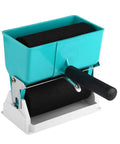 Handheld Adhesive Roller Knock Out Any Woodworking Or Crafting Job Smooth Operator Glue Spreader with blue handle and black rollers.