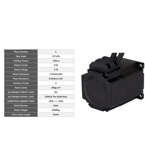 Boss Level Nema 23 Closed Loop Stepper Motor With Encoder, 1.0 N.m Torque, 3.5 A, 8mm Shaft, 57x57mm Frame specifications