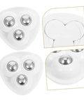 Eight Piece Stainless Steel Self Adhesive Caster Wheels With Smooth Ball Bearings For Effortless Furniture Relocation And Heavy Duty Storage Box Glide Conversion Today, white polymer housing with three smooth ball bearings.