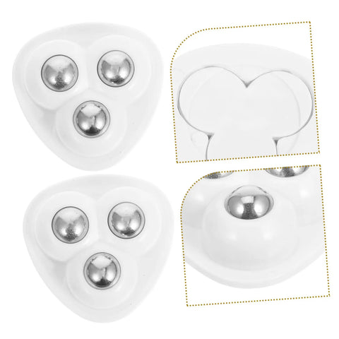 Eight Piece Stainless Steel Self Adhesive Caster Wheels With Smooth Ball Bearings For Effortless Furniture Relocation And Heavy Duty Storage Box Glide Conversion Today, white polymer housing with three smooth ball bearings.
