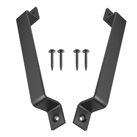 2 Pack 10 Inch Rustic Barn Door Handle Black Steel Pull for Sliding Doors with screws for Gates Garages Sheds Fences Closets Pantries