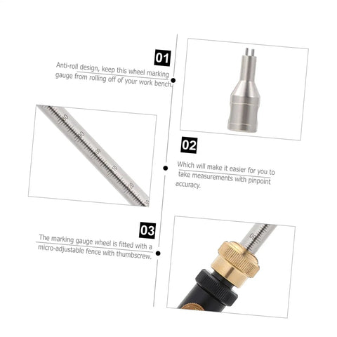 Professional Woodworking Wheel Marking Gauge with anti-roll design and micro-adjustable fence for precise measurements.