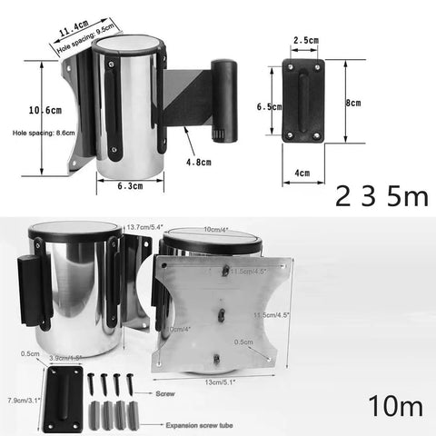 Heavy Duty Retractable Queue Barrier With Smooth As Butter Retractor High Visibility Red White Belt Top Shelf Crowd Control Divider For Events And Safety Cordon Systems wall mount gear dimensions display