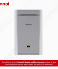 Natural Gas Tankless Water Heater Featuring Smart Circ Recirculation Pump That Syncs To Your Daily Grind For Always Hot Taps, front view.