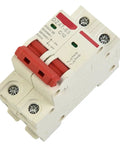Top Notch Rock Solid Heavy Duty Two Pole Double MCB Circuit Breaker rated up to sixty three amps at five hundred volts for solar PV installations.