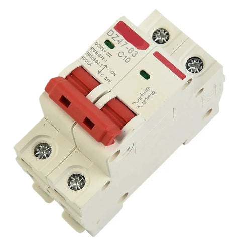 Top Notch Rock Solid Heavy Duty Two Pole Double MCB Circuit Breaker rated up to sixty three amps at five hundred volts for solar PV installations.