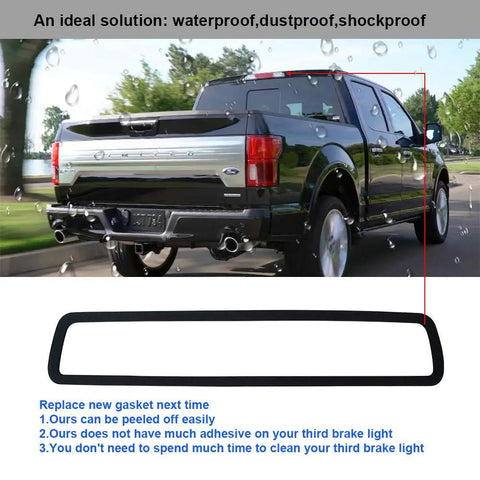 Third Brake Light Seal Gasket For Dodge Ram 1500 2009 To 2018 And Ram 2500 3500 2010 To 2018, shown with waterproof feature on truck