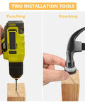 Installing Heavy Duty Screw In Felt Pads 60 Pack 28Mm with punch drill or hammer tool on wooden furniture legs.