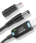 USB To DC 12V Step Up Power Cable 3ft with 5.5 x 2.5mm DC Jack and 3.5 x 1.35mm Plug, USB Boost Converter with LED Indicator