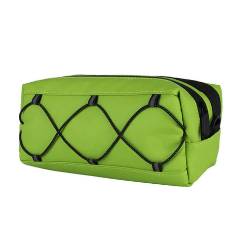 Front Handlebar Bag For Bicycles Waterproof Big Capacity Gear Storage Durable Yet Lightweight Bike Bag For Tools Snacks Water Bottles Keeps Gear Dry And Ready For The Ride, green color with bungee cord detail