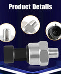 100 Psi Stainless Steel Pressure Transducer Sensor With Connector Harness And One Eighth Inch NPT Thread For Oil Fuel Water And Air, 0.5V To 4.5V Output At 5V DC, close-up.