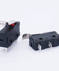 Ten Pack Tiny Micro Limit Switches With SPDT Action 5A 125V 250V AC, 1NO 1NC, 19Mm Lever Arm, Semi Circular Arc, Snap Action Button