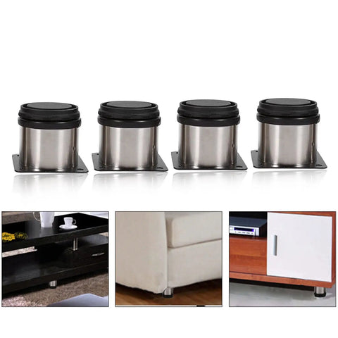 Durable Stainless Steel Adjustable Cabinet Legs 60x60mm 4 Pack Premium 304 Grade Feet for Home and Office Furniture
