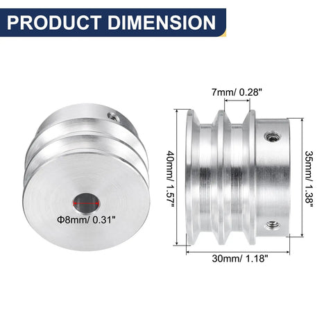 V Type Pulley With 8mm Bore And 40mm Outer Diameter Aluminum Alloy Double Groove Wheel