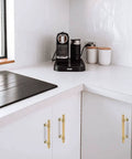 Kitchen with installed 10 Pack Gold Cabinet Pulls Six And A Quarter Inch Brushed Gold Drawer Handles for cabinets