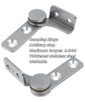Damping hinge set with 2 Nm torque for furniture, 0.68 inch shaft, 304 stainless steel, left and right pair shown in image.
