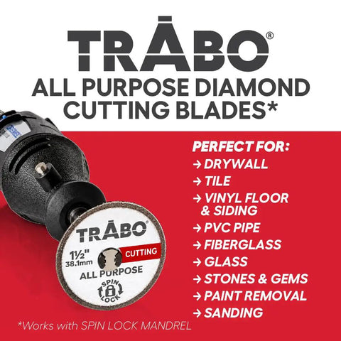 Spin Lock One And A Half Inch Diamond Cutting Wheel For Rotary Tools High Performance All Purpose Cutter Built To Last Cuts Clean And Fast Through Metals Wood Ceramics And More Compatible With EZ Lock Systems.