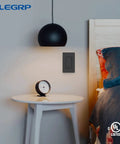 Matte Black Single Pole Decorator Light Switch Sleek On Off Paddle Rocker Replacement 15 Amp 120 277V installed in bedroom wall