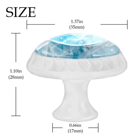 Light blue marble cabinet knob, 1.37in wide, made of crystal glass for smooth grip, perfect for dressers and cabinets. Upgrade Your Place With This Sweet 4 Pack Of Light Blue Marble Cabinet Knobs Featuring Straight Up Durable Crystal Glass And A Fresh Mushroom Look For Dressers Kitchen Cabinets And Pantries.